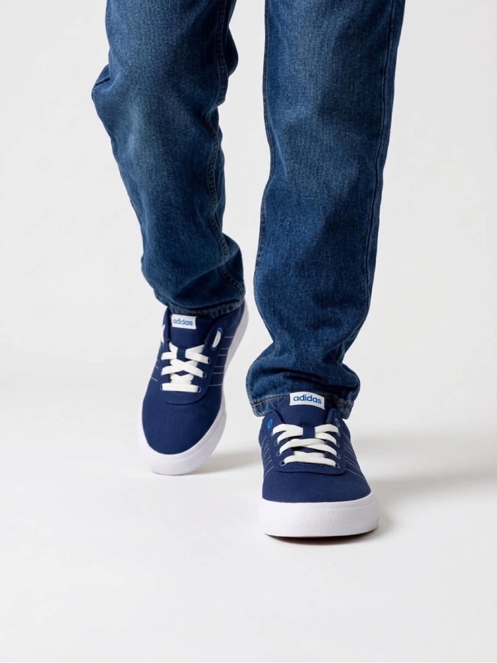 adidas Kids Navy and White Canvas Sneakers
